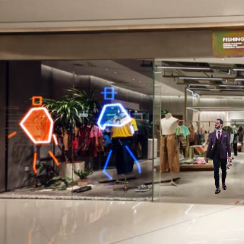 vetrina a led trasparente digitale